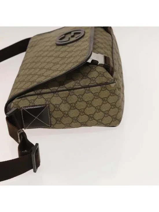 Authentic GUCCI GG Supreme Shoulder Bag PVC Beige Silver 223661 - Picture 11 of 16